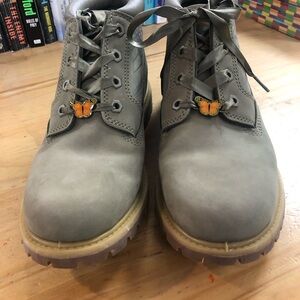 Timberland Gray Ankle Boots with Butterfly Charm